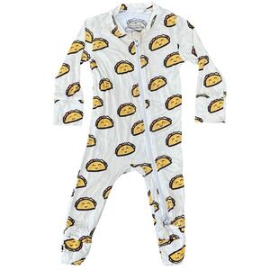 Willow‎ + Co Baby Taco Print Bamboo Zipper Footed Pajamas Romper 6-12 Months